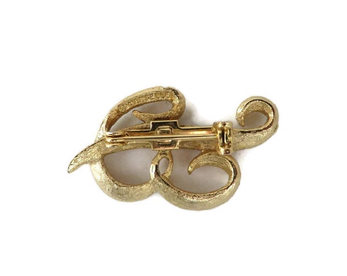 Initial "B" Brooch, Vintage Mamselle Letter B Pin, Gold Tone Monogram Pin, Gift for Her, FREE SHIPPING
