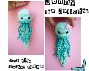 Jenny the Jellyfish - amigurumi crochet pattern. PDF digital file. Language - Englsh