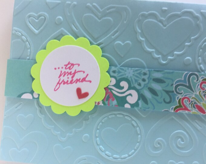 6 Embossed Cards with Hearts/ Set of Cards/Stationary Set of Six Valentine Cards /Gift Set