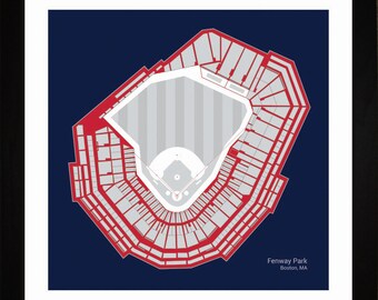 Fenway Park, Boston Red Sox, Stadium Seating Art Print, Baseball Gift, 16x16, SBOSB1616