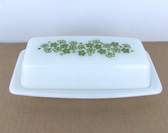 Vintage Pyrex Crazy Daisy, Spring Blossom Pattern Quarter Pound Covered Butter Dish with Lid