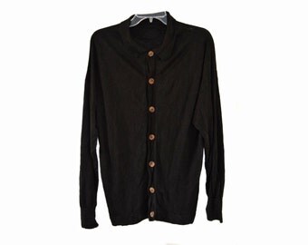 Vintage Zimbello per Gentiluomo cardigan men waistcoat sweater black linen