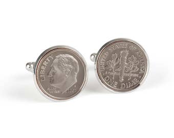 2007 Dime Cufflinks, 10th Anniversary Gift, 10th Anniversary Gift for Men, 10th Wedding Anniversary Gift, 10 year Anniversary Gift