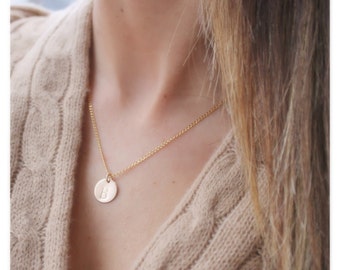 Gold initial necklace , gold circle necklace, initial gold necklace, 1, 2 , 3, 4, 5 Discs, personalized necklace, gold, silver initial