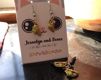 Miniature Polymer Clay Realistic Taco Food Earrings and Electronic Dust Plugs