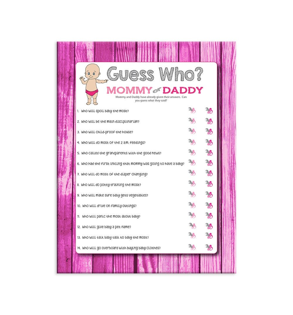 Baby Shower Game Guess Who Couples Shower Game