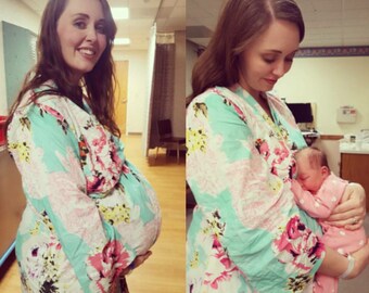 Mommy and me, Matching set of mommy and newborn robe and a swaddle cloth, hospital stay, baby shower gift, first baby pictures, labor, birth