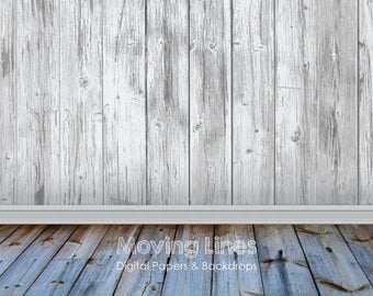 White Wall Baby Photography Backdrop, Wood Floor, Printable Wallpaper, Photo Shoot Background, Large Digital Floor Drop 61cm, 2x2ft