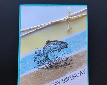 Handmade Scrapbook card, Fishing Birthday Card, handmade birthday card, birthday card, scrapbooked birthday card, card for fisherman