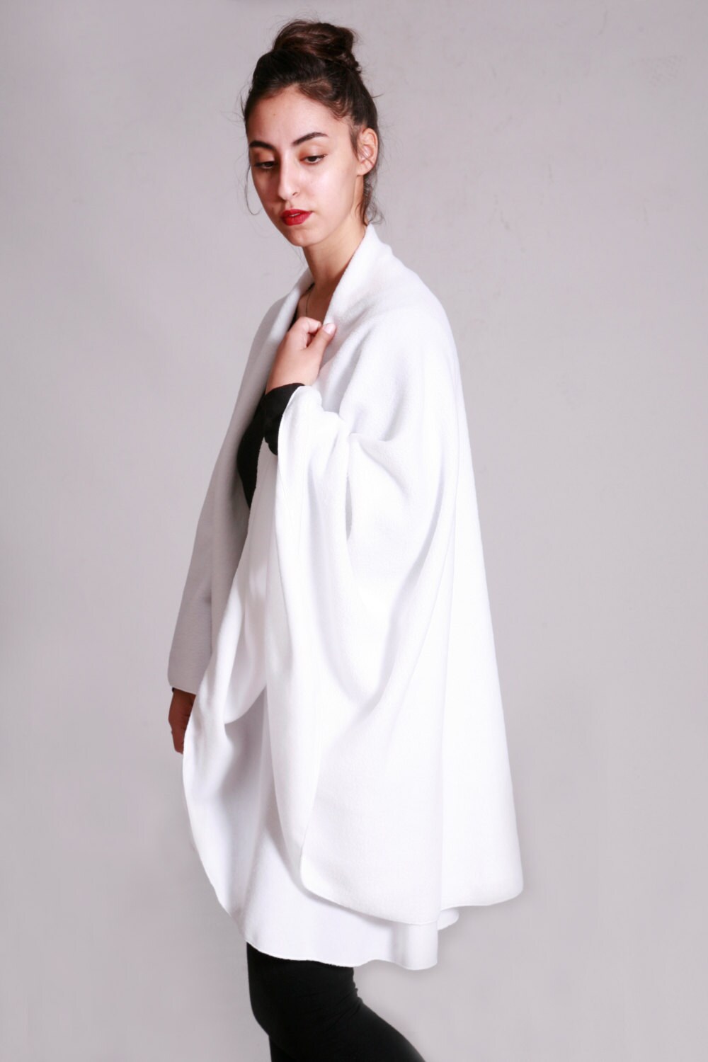 Fleece Cape Cardigan White Wrap Jacket Wedding Cape Long