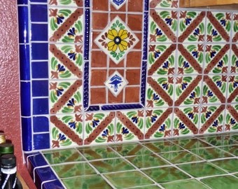 124 Mexican Talavera Tiles handmade Hand painted by MexicanTiles