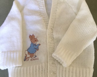 Knitted cardigan with peter rabbit embroidery
