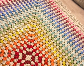 Rainbow Blanket, Rainbow Granny Square, Baby Blanket