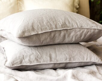 Linen PILLOWCASE, Stonewashed linen pillow case in dove grey, Softened linen pillow slip, Regular linen pillow cover, Linen pillow slip