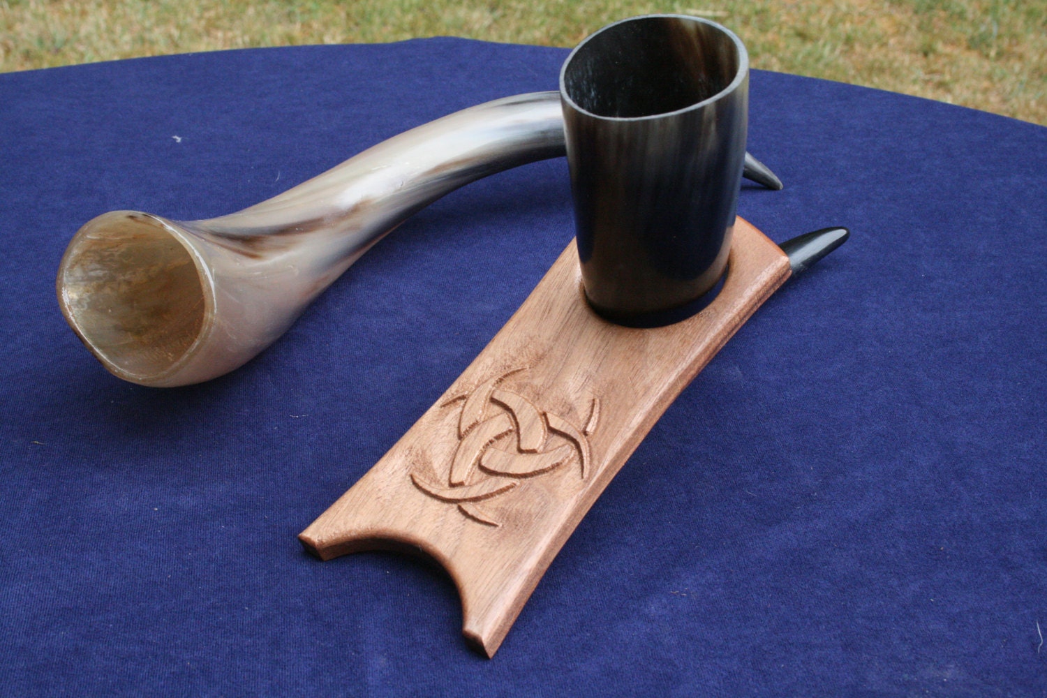 Solid Wood Engraved Drinking Horn Stand 4 Designs