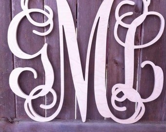 Wooden Monogram - Unfinished Wood Monogram - Wood Letters - Monogram Home Decor - Monogram Wall Hanging - Monogram Door Hanger