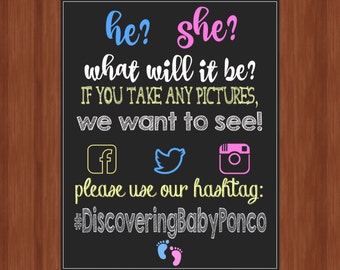 Gender Reveal Party Hashtag Sign - Hashtag Sign - Gender Reveal Party - Share Your Photos - Social Media - Digital File - You Print