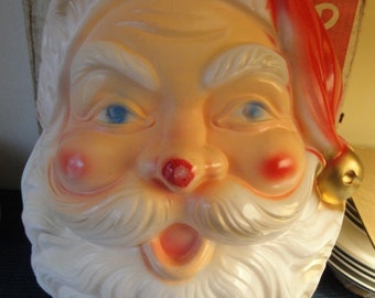 Vintage Beco Original No. 951, 1960's Jolly Santa Head Plastic ILLuminated Face, Works Great
