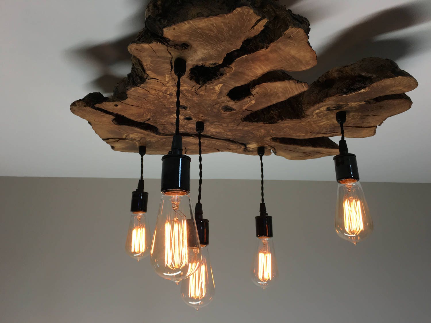 Custom to order Small Live Edge Slab Light Fixture with