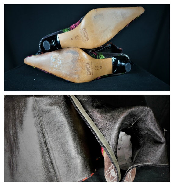 Hippie Tapestry Boots / 70s Penny Lane Style Embroidered Boots