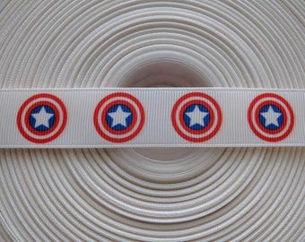 CAPTAIN AMERICA 7/8" 22mm Grosgrain Hair Bow Craft Ribbon 1538