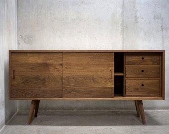 60" Solid Black Walnut Buffet Table/ Sideboard/ Cabinet/ Credenza *
