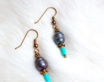 Gold-Plated Silver Earrings CHRYSOPRASE and freshwater PEARLS