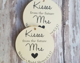 Mini Kisses from the Future Mrs, Bridal Shower Tag, 1.5" Round Tag, Wedding Favor, Bridal Shower Favor, Party Favor, Future Mrs. (059)