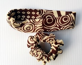 Swimsuit Fabric Stretch Headband Hair Scrunchies Set, Womens Scrunchies Headband, Dry Fast Headbands Scrunchies Set, Swimsuit Accessories