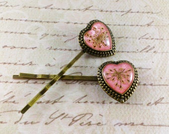 Bridal hair pins Rustic wedding Hair clip Bridal bobby pins Wedding hair piece Pink hair jewelry Hair flowers Hairpins Womens gift