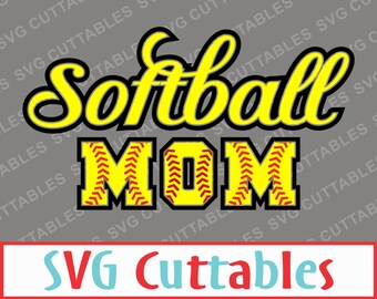 Softball Mom SVG, DXF, Vector, Digital Cut File