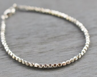 Silver Bracelet, Beaded Bracelet, Sterling Silver Bracelet, Minimalist Beaded Bracelet, Womens Bracelet, Gift For Her, Stacking Bracelet