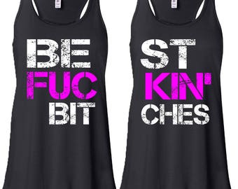 Best Fucking Couple FLOWY Racerback TANKTOP Couple Best Friend Forever BFF Best Fcking Bitches Tank Top 8803