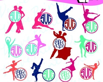Dancer Monogram Frames Svg, Ballerina Svg, Ai, Eps, Pdf, Png Cutting file, Silhouette Clip Art svg Commercial use