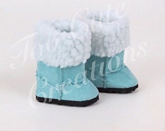 Sale-Teal Suede Boots for Doll, 18 inch doll Accessories