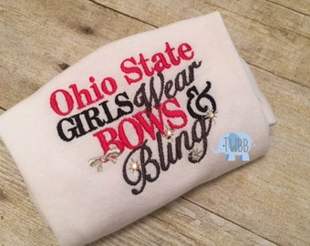 Ohio State Girls Wear Bows and Bling Onesie/Tshirt