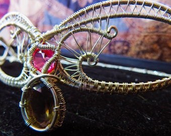 Sterling Silver Tiara Smoky Quartz and Pink Tourmaline Facets