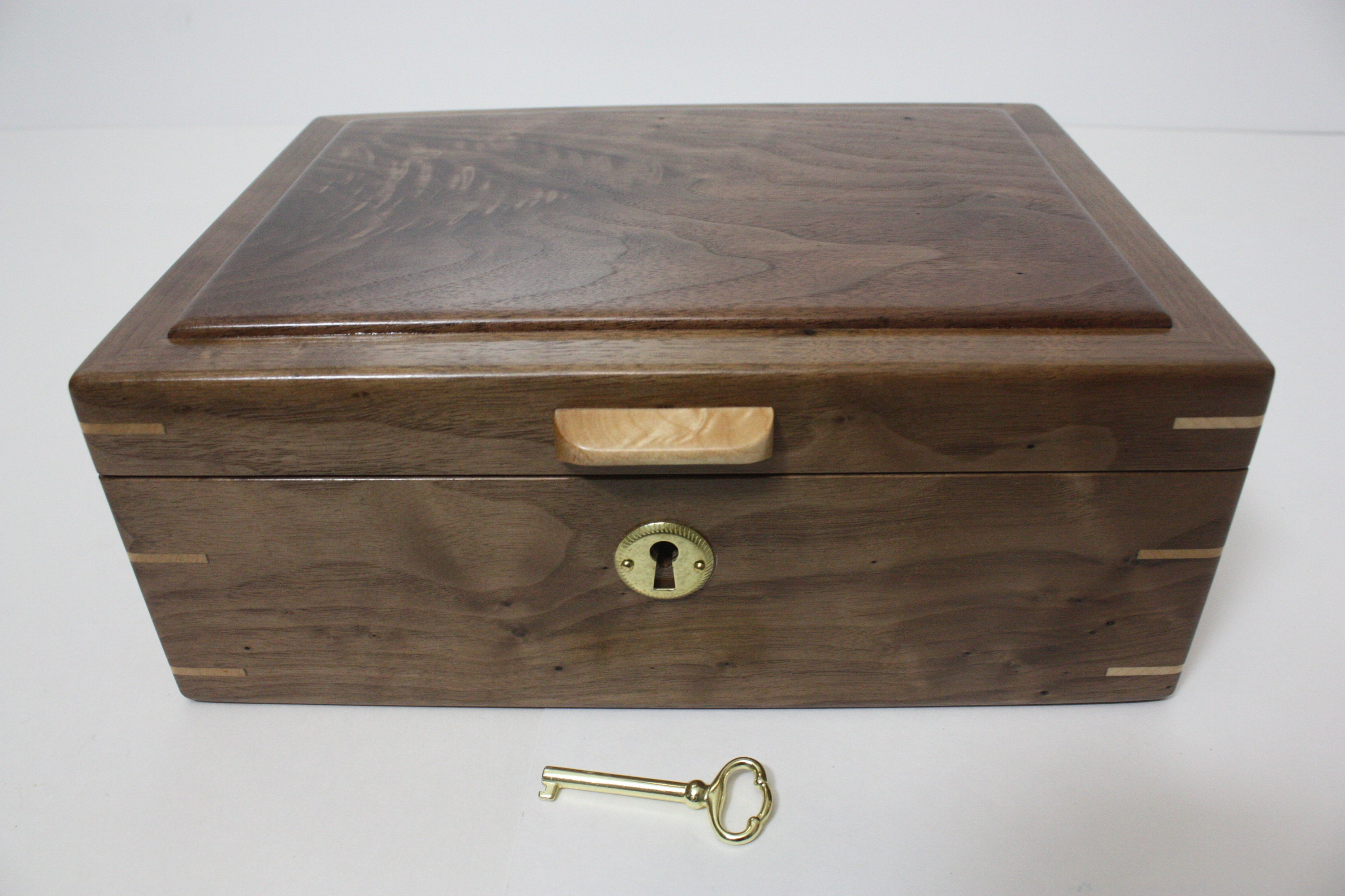 Rustic Walnut Locking Box For Sale