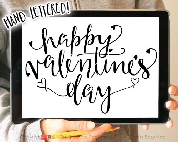 Download Happy Valentine's Day SVG Cut File Hand Lettered SVG