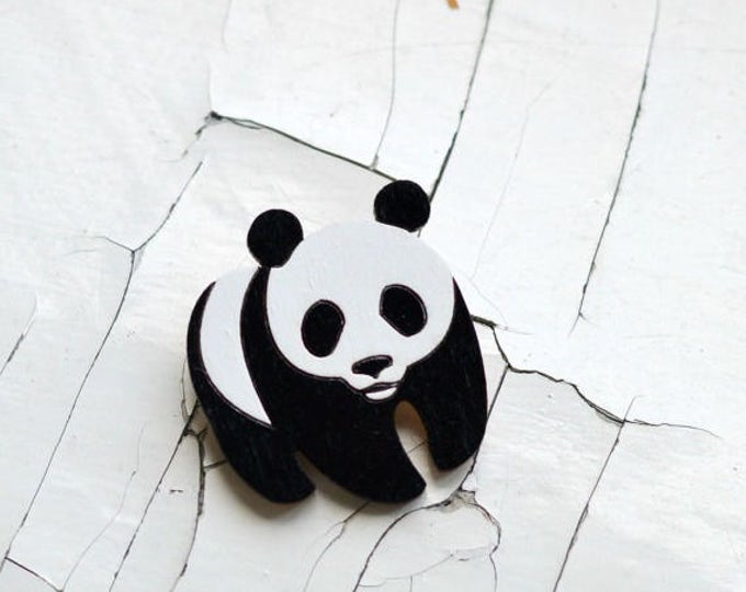 Panda // WWF // Wooden brooch is covered with ECO paint // Laser Cut // 2017 Best Trends // Fresh Gifts