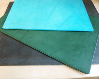CSherwoodLeather Handmade Desk Mat Counter Pad Writing Mat Computer Laptop Mat Blotter office cubical w Beveled Edges and Double Line Border