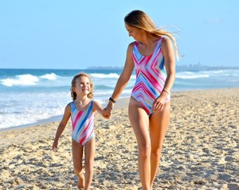 Mummy and Me Colour Splash Swimsuits, Mommy and Me swimsuits, Mummy and Daughter, swimsuit, matching swimmers, baby and mummy swimwear