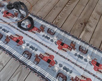Farmhouse chic table runner, quilted table runner, fabric table runner, handmade table runner, sideboard runner, table decor, 54 inches