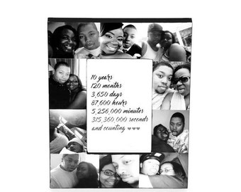 10 year Anniversary Picture Frame Collage 10th Anniversary Gift for Him, Gift for her 10 yr Personalized Gift