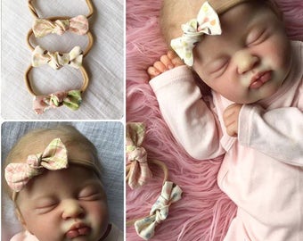 Cute spring set baby headband bow 4-set ~ Easter, springtime, sweet newborn, reborn toddler accessories