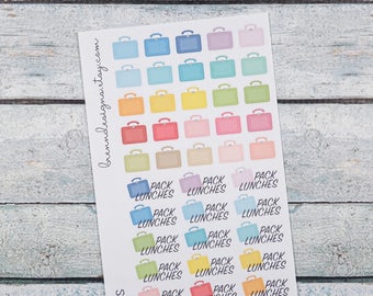 Lunch Box Stickers, Packed Lunch Icons, Brown Bag Reminders, Icon Planner Stickers