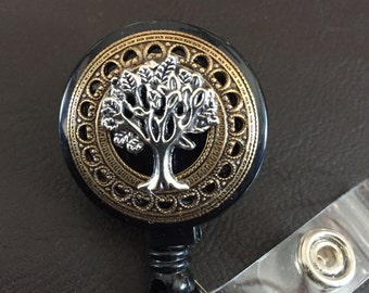 Tree of life badge holder, retractable badge reel, tree of life gift, eternity tree, badge clip
