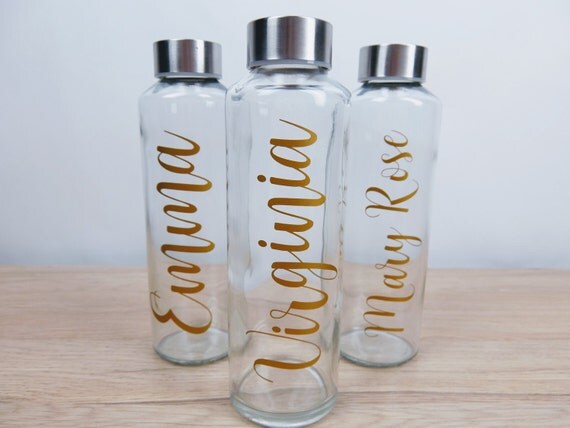 Glass Water Bottle Personalized Monogram 16 ounces gift