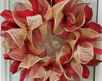 Everyday Wreath, Jute Mesh Wreath, Everyday Jute Wreath, Rustic Wreath, Mesh Wreath, Country Wreath, Deco Mesh Wreath