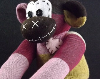 Sock monkey: Avery ~ The original handmade plush animal made by Chiki Monkeys!